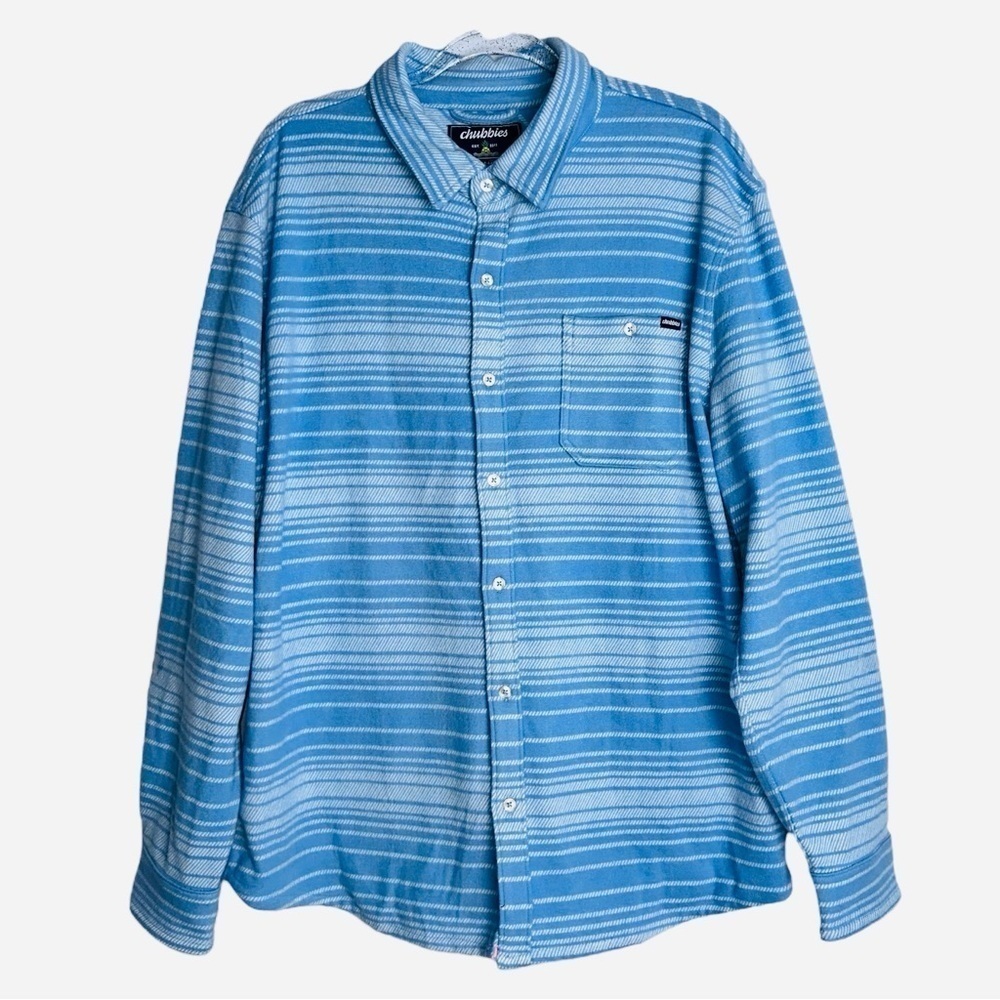 Chubbies Mens‎ Size Small Blue Striped Long Sleeve Heavy Flannel Shirt NWT